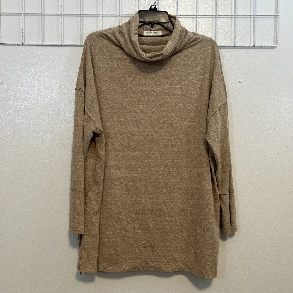 We The Free People Women S Tunic Top Tan Oversized Cowl Neck 6271